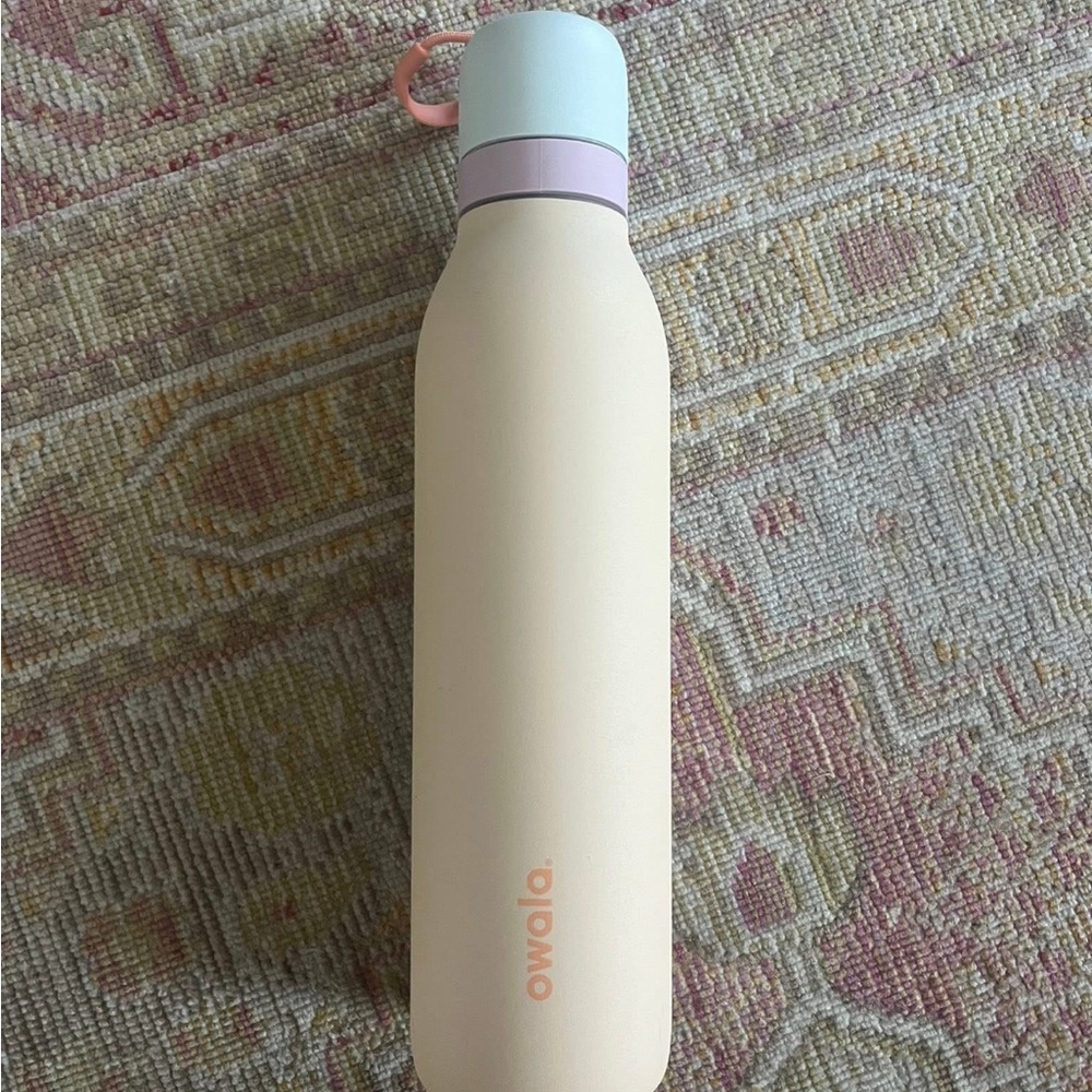 Owalla Cream Water Bottle with Pastel Accents